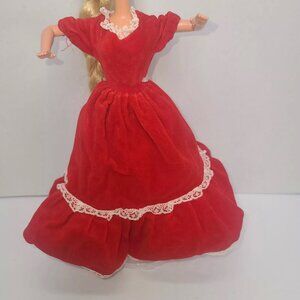 Lucky Inc. Brand Vintage Red Velvet Barbie Doll Sized Dress